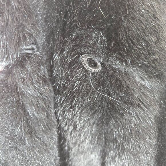 Vintage 50s 60s Luxurious Black XL Faux Fur Coat Mob Wife NEW With Flaws - Picture 11 of 12